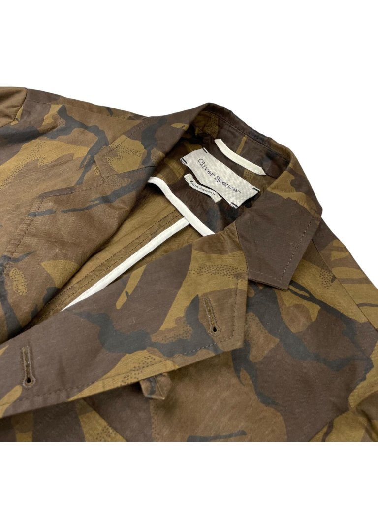 New Oliver Spencer Men's 100% Cotton 3-Button Blazer Camouflage 38r